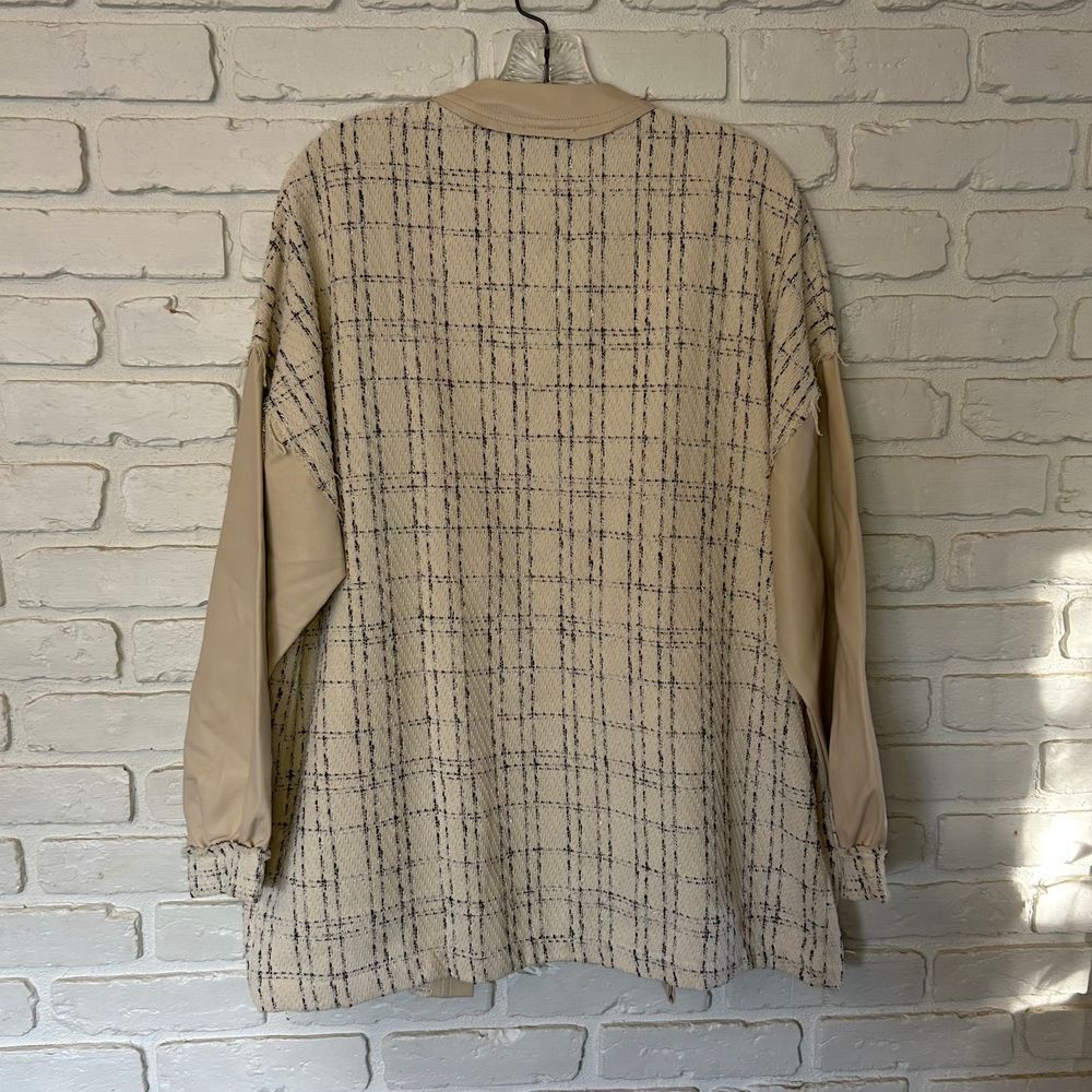 GiGio Oversized‎ Cardigan Tweed Faux Leather Size Small - Picture 6 of 6